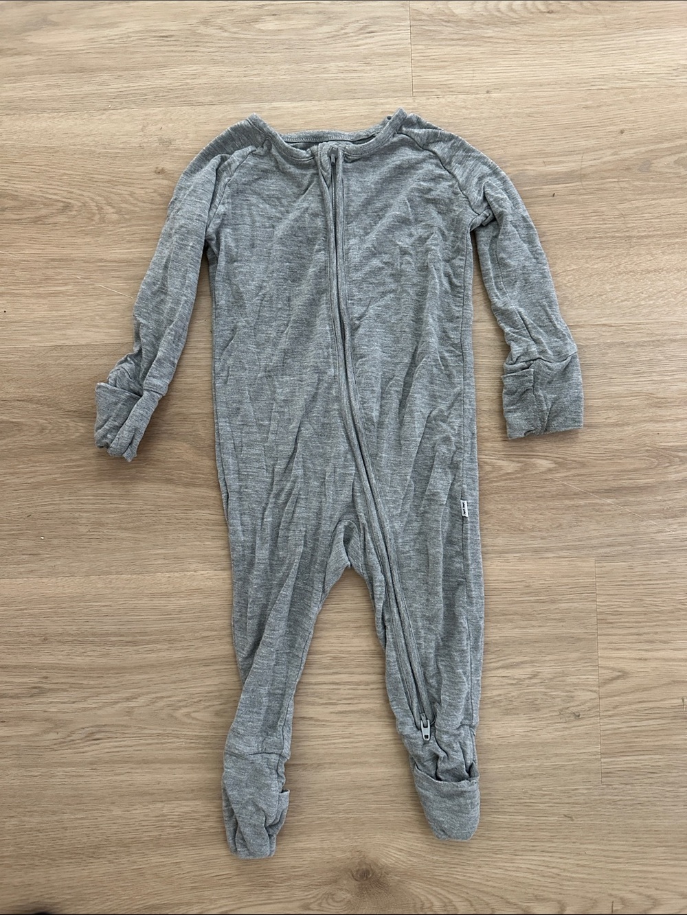 Little Sleepies Heather Gray Footed One-Piece Zipper Romper